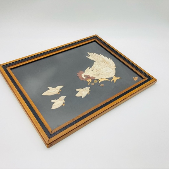 Flower Petal Art Chicken & Chicks Signed Joan Sands 1992 Fair Lea Floral Studio - Picture 4 of 14